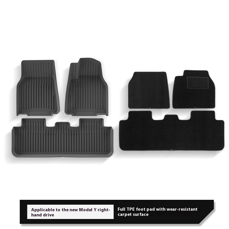 2025 Tesla Model Y All-Weather TPE Floor Mats and Trunk Mat Set - Suitable for both left and right drive, providing comprehensive interior protection