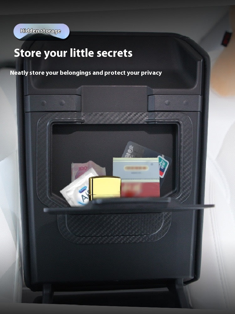2024 Tesla Model 3 Highland's hidden center console storage box - armrest privacy storage tray