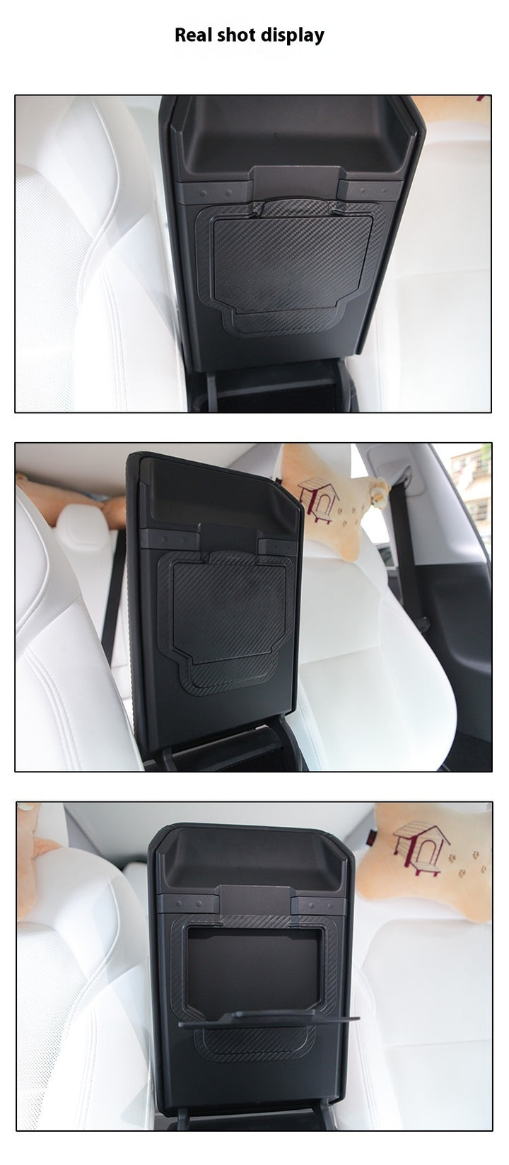 2024 Tesla Model 3 Highland's hidden center console storage box - armrest privacy storage tray