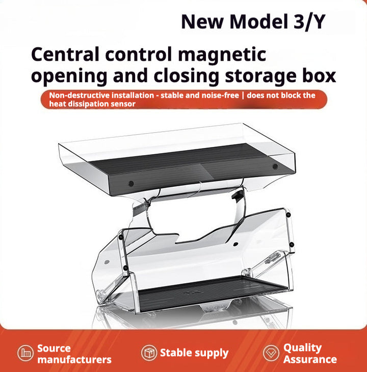Tesla Model 3/Y Highlander Center Console Storage Bin - Non-Slip Organizer Tray for Screen and Elements Under the Screen (2024 Refresh)
