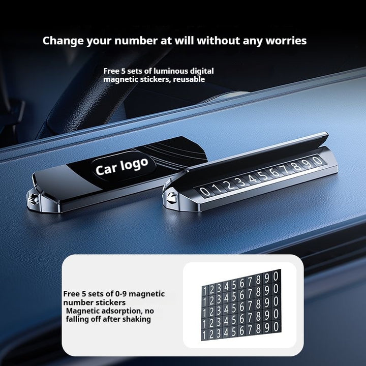 Tesla personalized universal temporary parking numberplate with advanced aromatherapy & emergency safety hammer | magnetic car dashboard sign for all vehicles