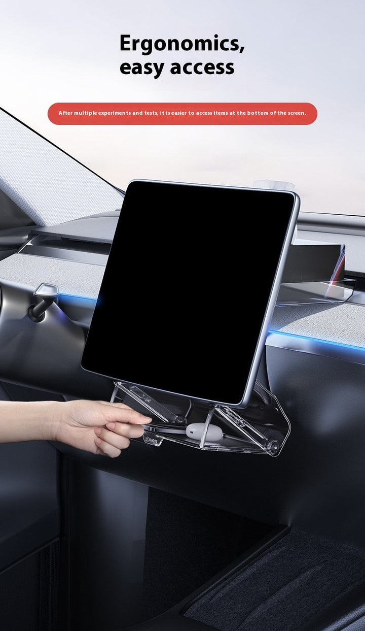 Tesla Model 3/Y Highlander Center Console Storage Bin - Non-Slip Organizer Tray for Screen and Elements Under the Screen (2024 Refresh)