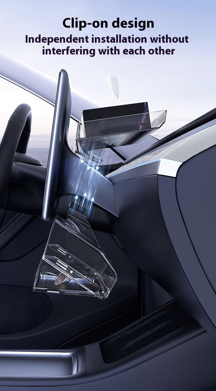 Tesla Model 3/Y Highlander Center Console Storage Bin - Non-Slip Organizer Tray for Screen and Elements Under the Screen (2024 Refresh)