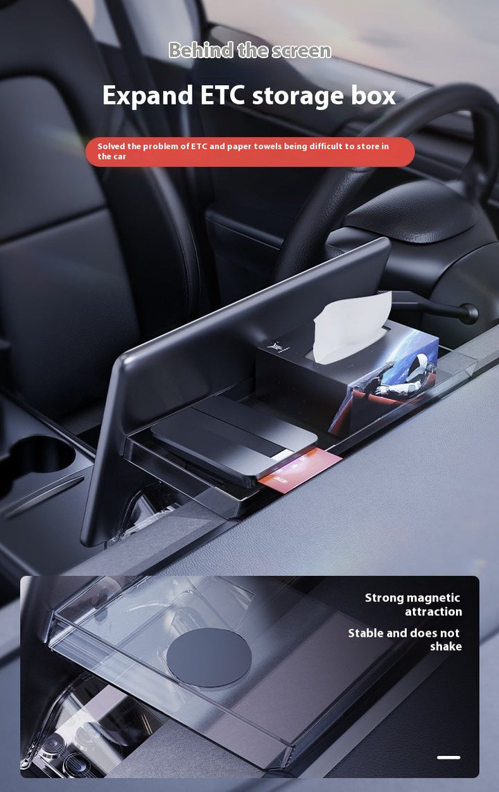 Tesla Model 3/Y Highlander Center Console Storage Bin - Non-Slip Organizer Tray for Screen and Elements Under the Screen (2024 Refresh)