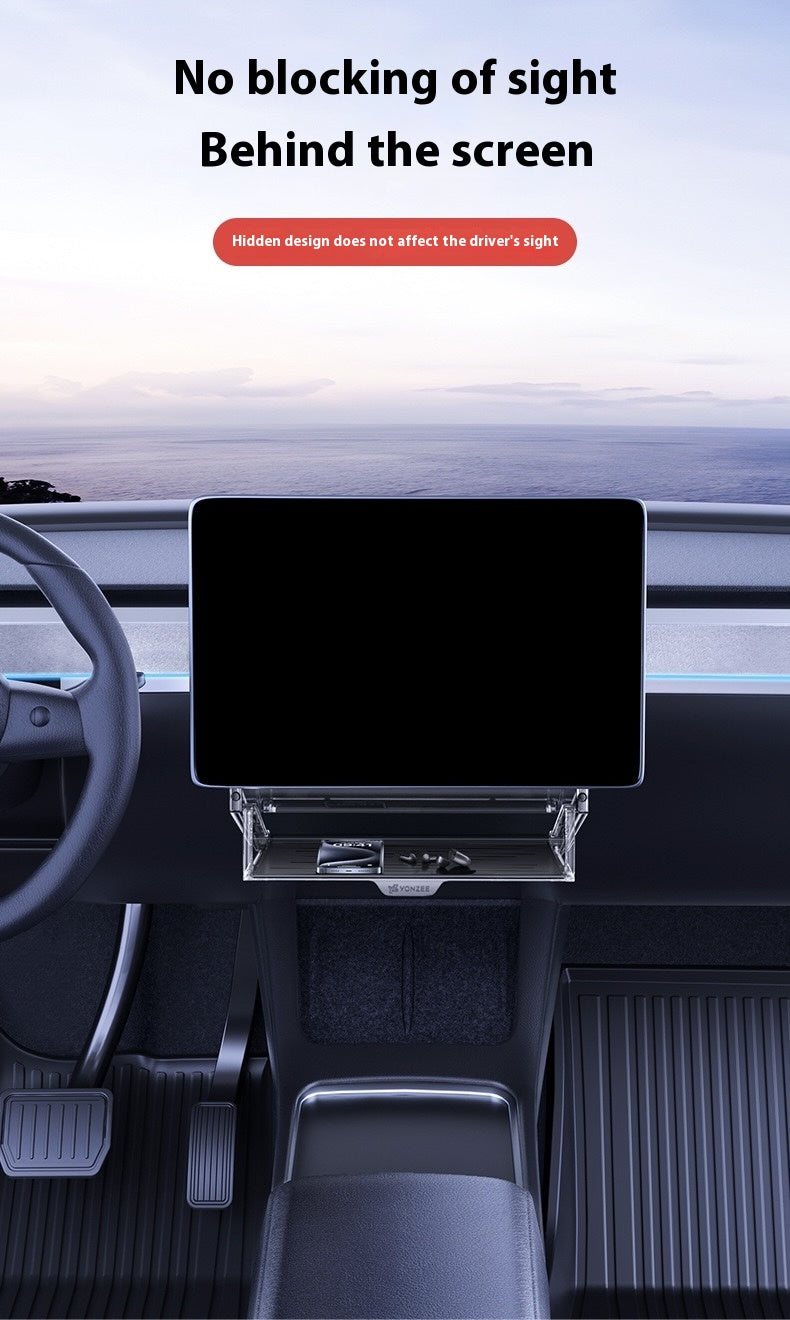 Tesla Model 3/Y Highlander Center Console Storage Bin - Non-Slip Organizer Tray for Screen and Elements Under the Screen (2024 Refresh)