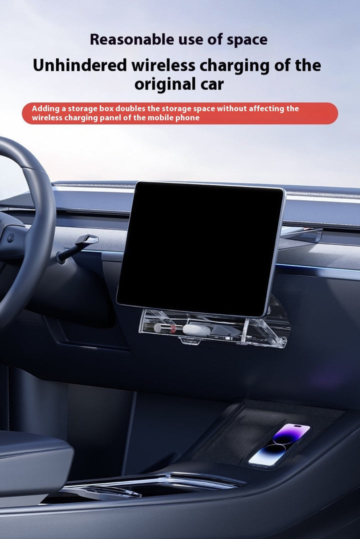 Tesla Model 3/Y Highlander Center Console Storage Bin - Non-Slip Organizer Tray for Screen and Elements Under the Screen (2024 Refresh)