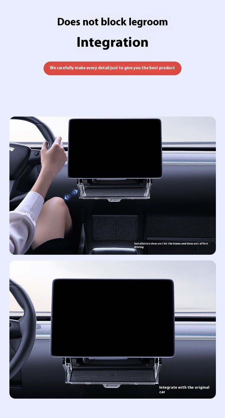 Tesla Model 3/Y Highlander Center Console Storage Bin - Non-Slip Organizer Tray for Screen and Elements Under the Screen (2024 Refresh)