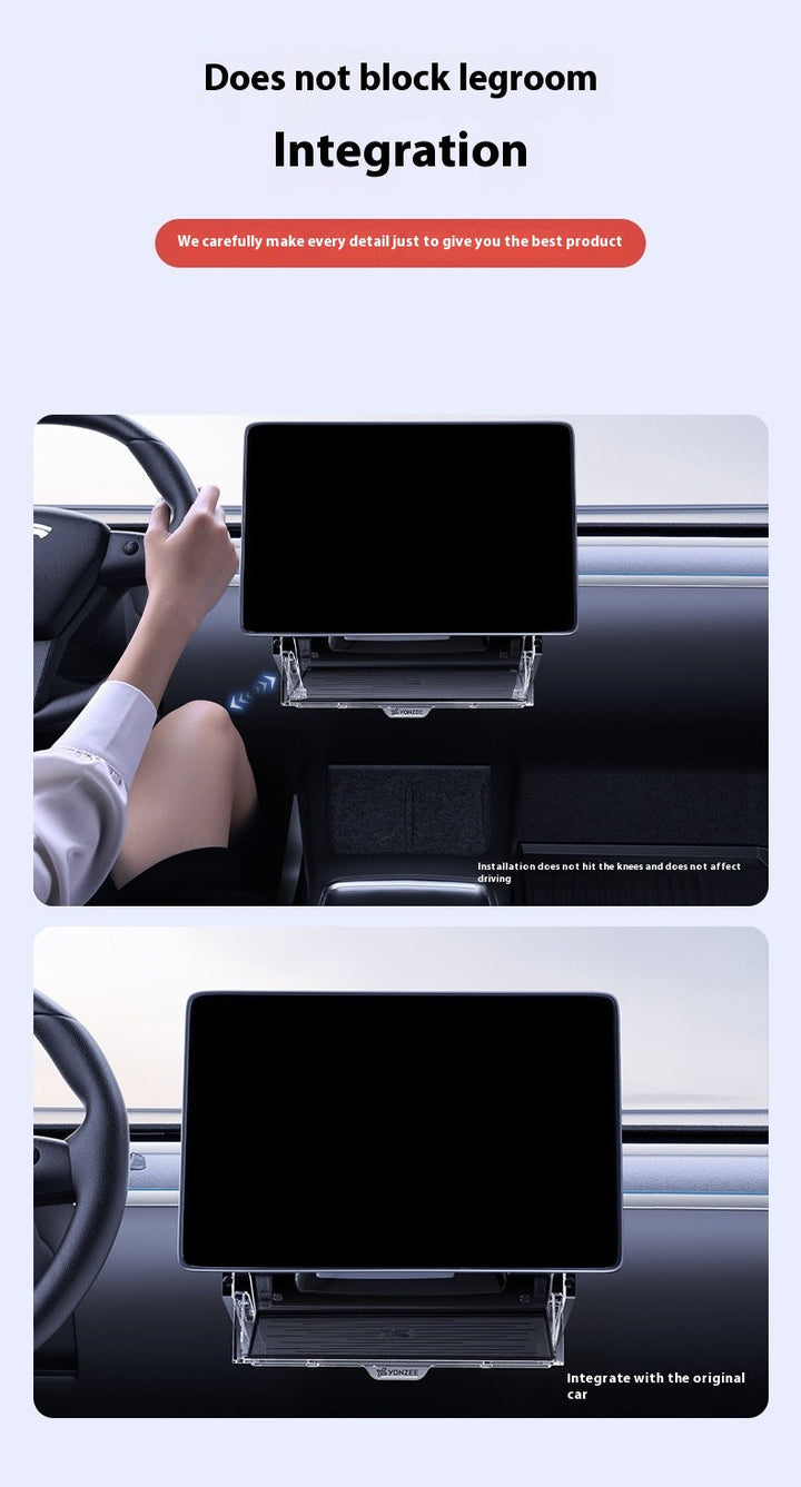 Tesla Model 3/Y Highlander Center Console Storage Bin - Non-Slip Organizer Tray for Screen and Elements Under the Screen (2024 Refresh)