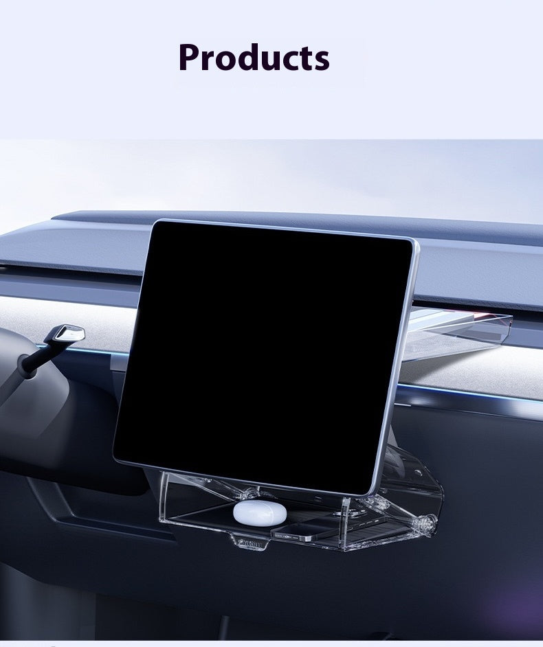 Tesla Model 3/Y Highlander Center Console Storage Bin - Non-Slip Organizer Tray for Screen and Elements Under the Screen (2024 Refresh)