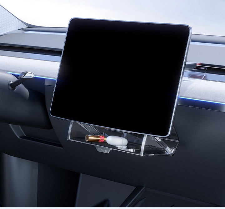 Tesla Model 3/Y Highlander Center Console Storage Bin - Non-Slip Organizer Tray for Screen and Elements Under the Screen (2024 Refresh)