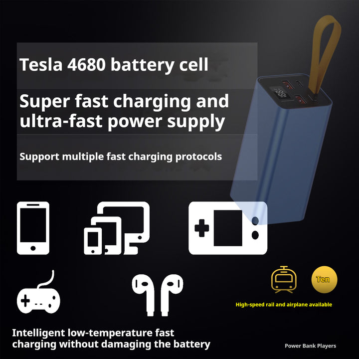 Tesla 4680 Battery Power Bank 26000 m Ah – High Power Portable Charger with Apple Super Fast Charging, Airline Safe, Ultra-Fast USB-CPD