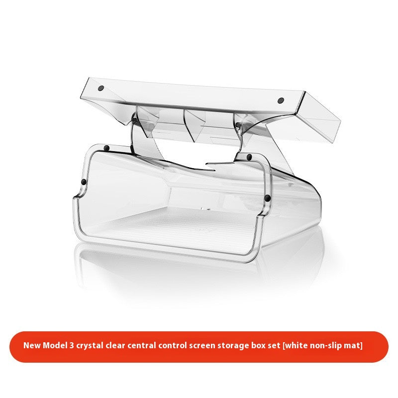 Tesla Model 3/Y Highlander Center Console Storage Bin - Non-Slip Organizer Tray for Screen and Elements Under the Screen (2024 Refresh)