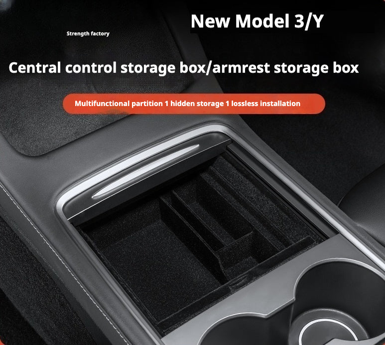 For 2024 and later upgraded Tesla Model 3/Y center console storage tray armrest box - custom interior accessories, suitable for 2024 and later