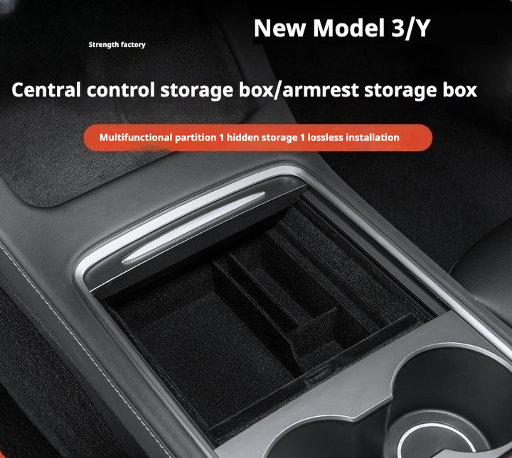 For 2024 and later upgraded Tesla Model 3/Y center console storage tray armrest box - custom interior accessories, suitable for 2024 and later
