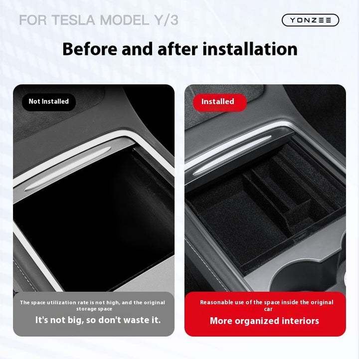 For 2024 and later upgraded Tesla Model 3/Y center console storage tray armrest box - custom interior accessories, suitable for 2024 and later