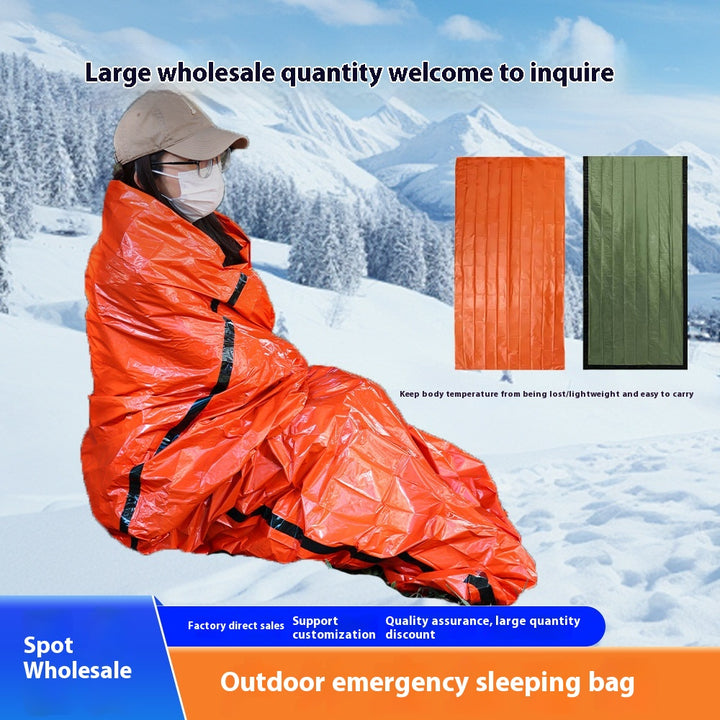 Emergency Warm Sleeping Bag - Portable Outdoor Survival Shelter, Reflective PE Aluminum Foil, Waterproof, Windproof, Insulation, Suitable for Camping, Hiking, Traveling and Disaster Preparedness