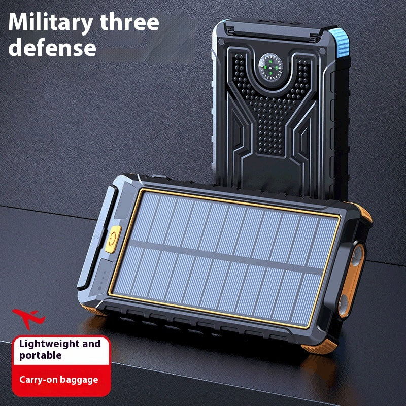 20000 m Ah Solar Power Bank with Compass – Outdoor Waterproof Portable Charger, Shockproof Dual USB, High Capacity Solar Power Bank for Camping, Hiking, Traveling