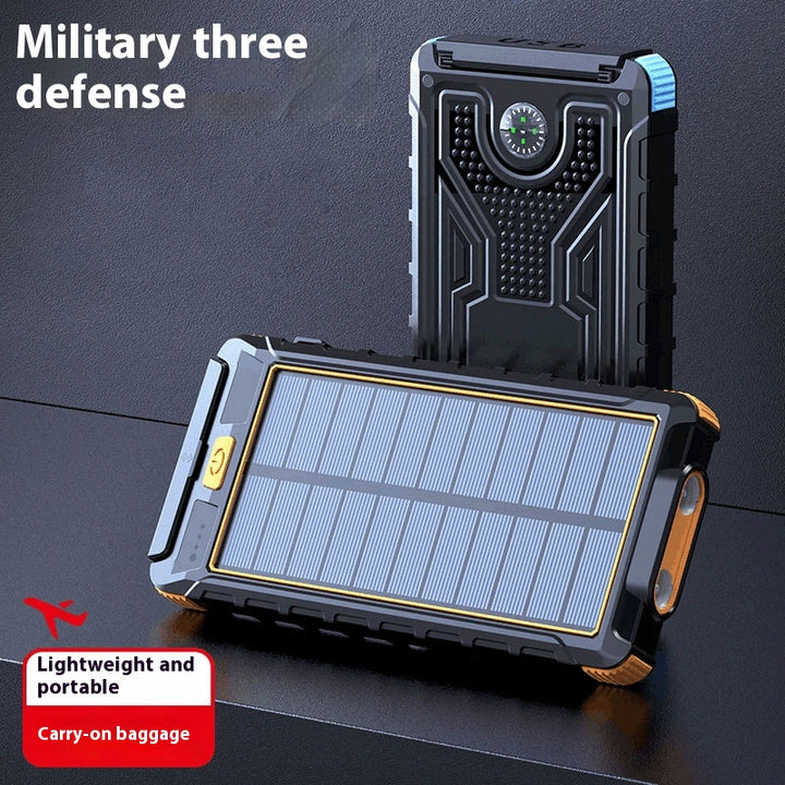 20000 m Ah Solar Power Bank with Compass – Outdoor Waterproof Portable Charger, Shockproof Dual USB, High Capacity Solar Power Bank for Camping, Hiking, Traveling