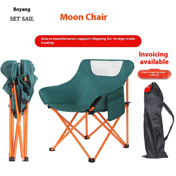 Camping Folding Chair Picnic Fishing Chair Art Sketching Chair Portable Backrest Moon Chair