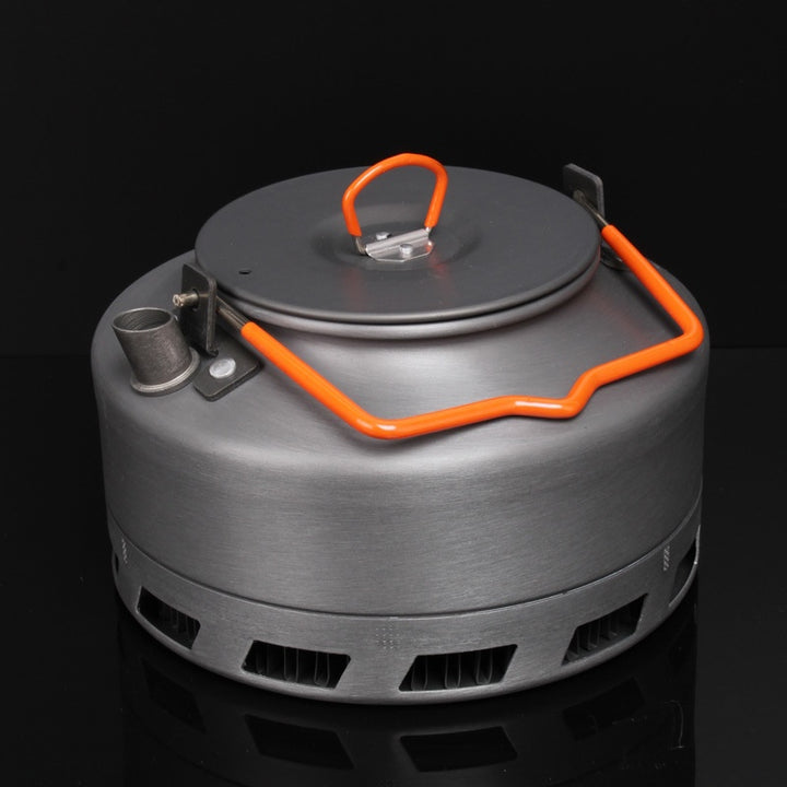 1.1 L Outdoor Camping Kettle with Heat Collecting Ring - Portable Coffee    and Tea Kettle for Hiking, Picnics, Backpacking