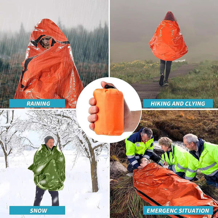 Emergency Warm Sleeping Bag - Portable Outdoor Survival Shelter, Reflective PE Aluminum Foil, Waterproof, Windproof, Insulation, Suitable for Camping, Hiking, Traveling and Disaster Preparedness
