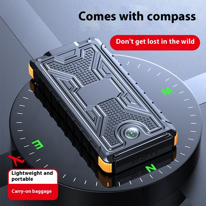 20000 m Ah Solar Power Bank with Compass – Outdoor Waterproof Portable Charger, Shockproof Dual USB, High Capacity Solar Power Bank for Camping, Hiking, Traveling