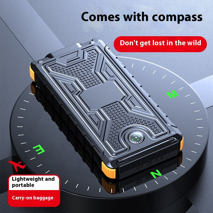 20000 m Ah Solar Power Bank with Compass – Outdoor Waterproof Portable Charger, Shockproof Dual USB, High Capacity Solar Power Bank for Camping, Hiking, Traveling