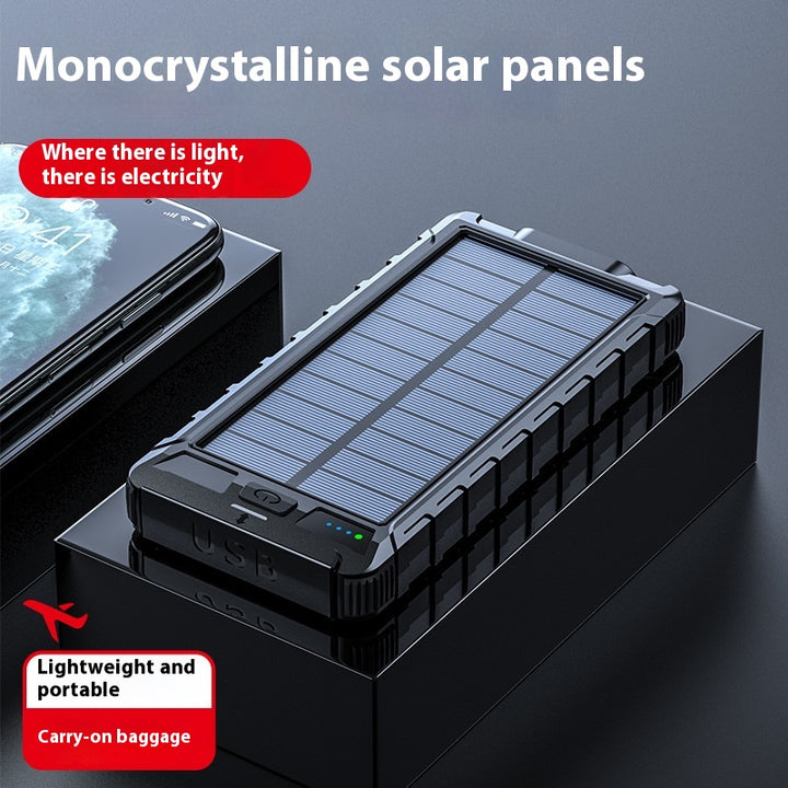20000 m Ah Solar Power Bank with Compass – Outdoor Waterproof Portable Charger, Shockproof Dual USB, High Capacity Solar Power Bank for Camping, Hiking, Traveling