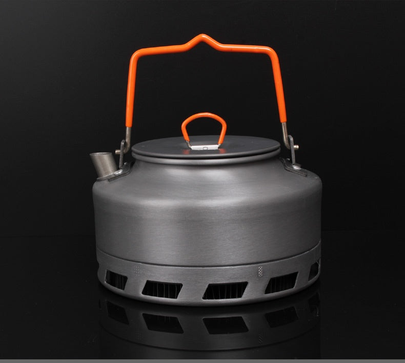 1.1 L Outdoor Camping Kettle with Heat Collecting Ring - Portable Coffee    and Tea Kettle for Hiking, Picnics, Backpacking
