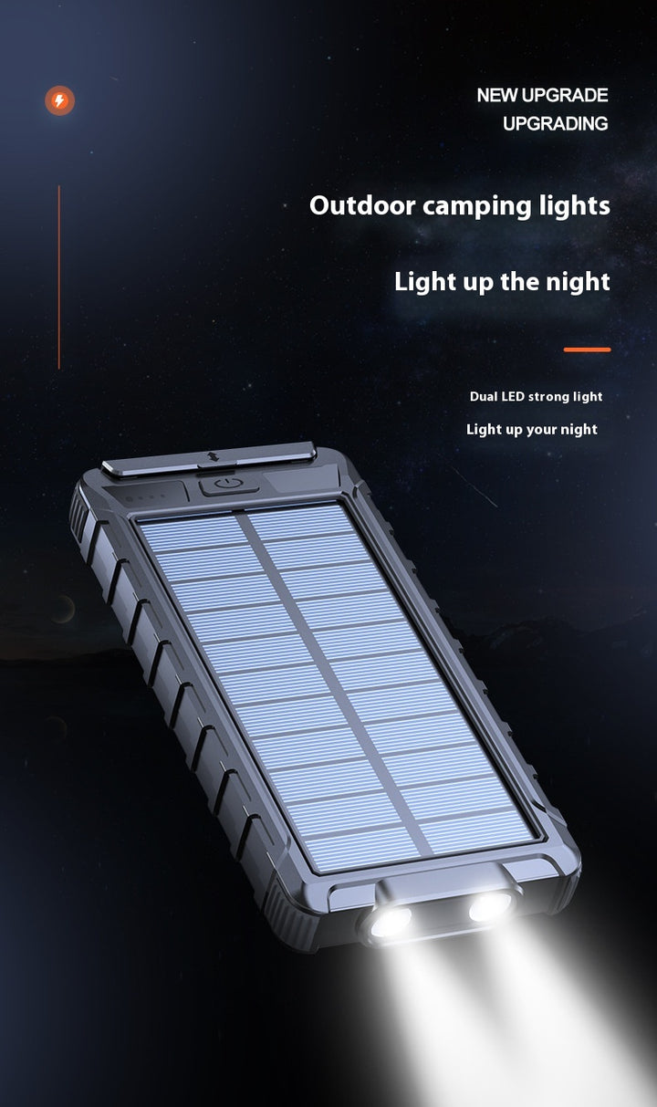 20000 m Ah Solar Power Bank with Compass – Outdoor Waterproof Portable Charger, Shockproof Dual USB, High Capacity Solar Power Bank for Camping, Hiking, Traveling