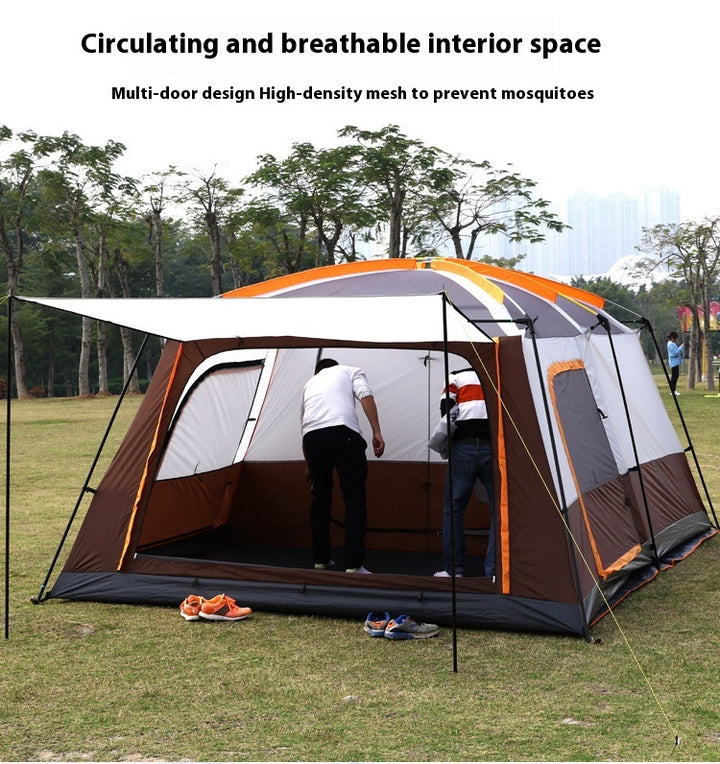2-bedroom outdoor camping tent set - extra large, portable, fold able tent for multiple people - complete camping and picnic equipment for home, park and travel