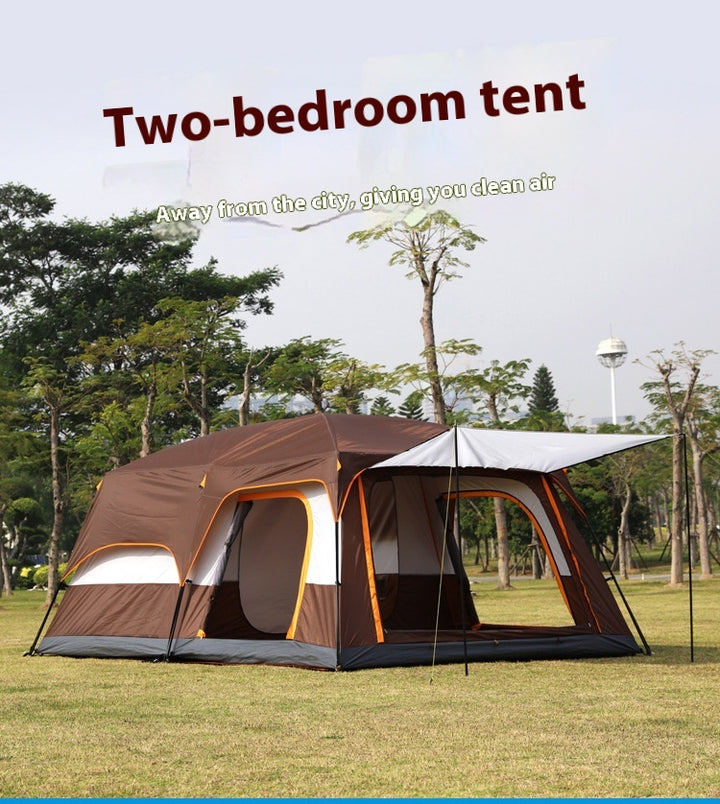 2-bedroom outdoor camping tent set - extra large, portable, fold able tent for multiple people - complete camping and picnic equipment for home, park and travel