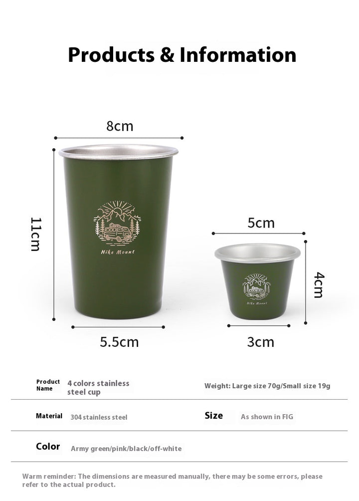350 ML Stainless Steel Camping Mug - Portable Coffee Mug for Outdoor, Beer, Tea, Travel and Hiking