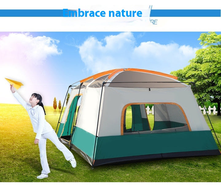 2-bedroom outdoor camping tent set - extra large, portable, fold able tent for multiple people - complete camping and picnic equipment for home, park and travel