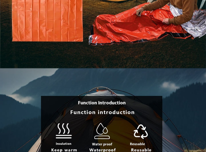 Emergency Warm Sleeping Bag - Portable Outdoor Survival Shelter, Reflective PE Aluminum Foil, Waterproof, Windproof, Insulation, Suitable for Camping, Hiking, Traveling and Disaster Preparedness