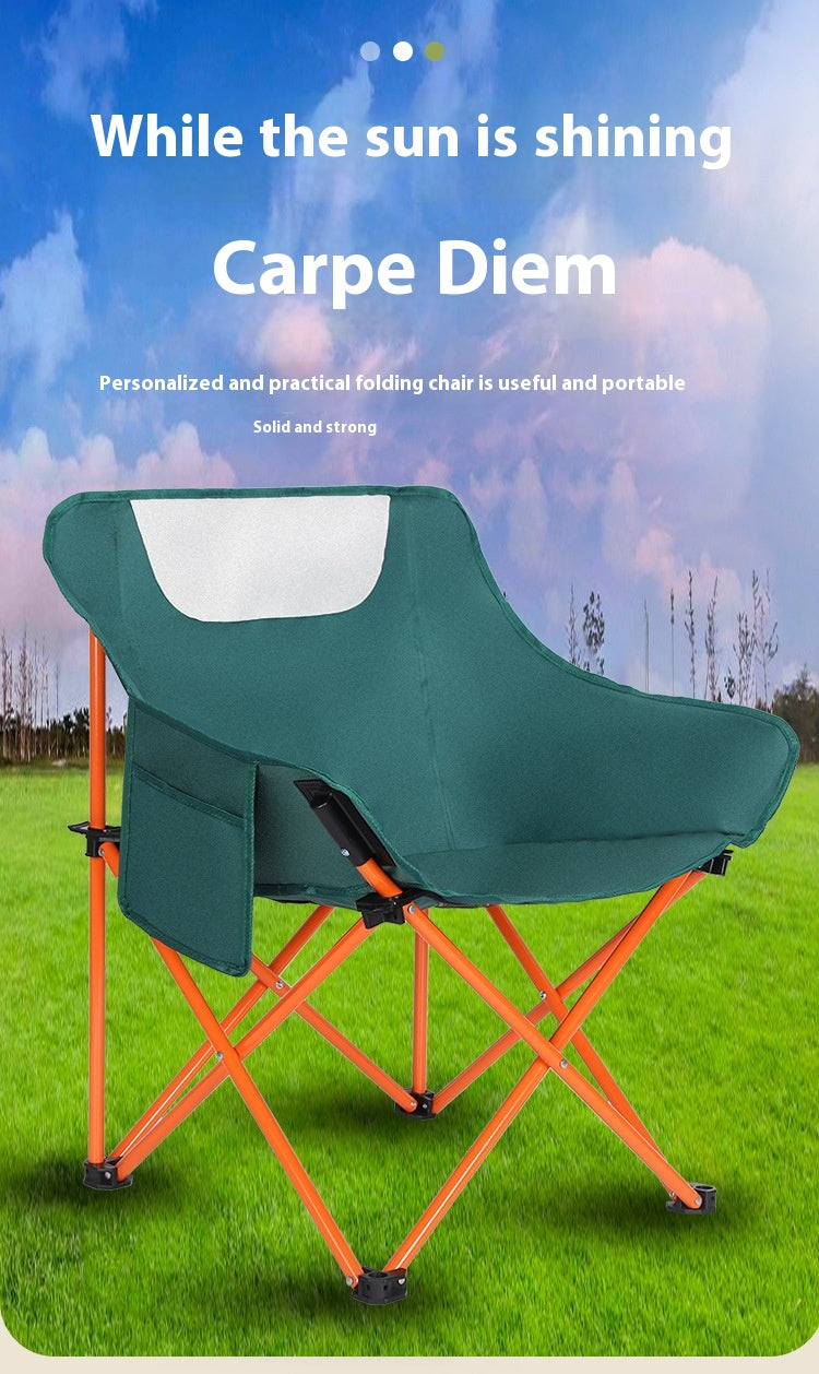 Camping Folding Chair Picnic Fishing Chair Art Sketching Chair Portable Backrest Moon Chair