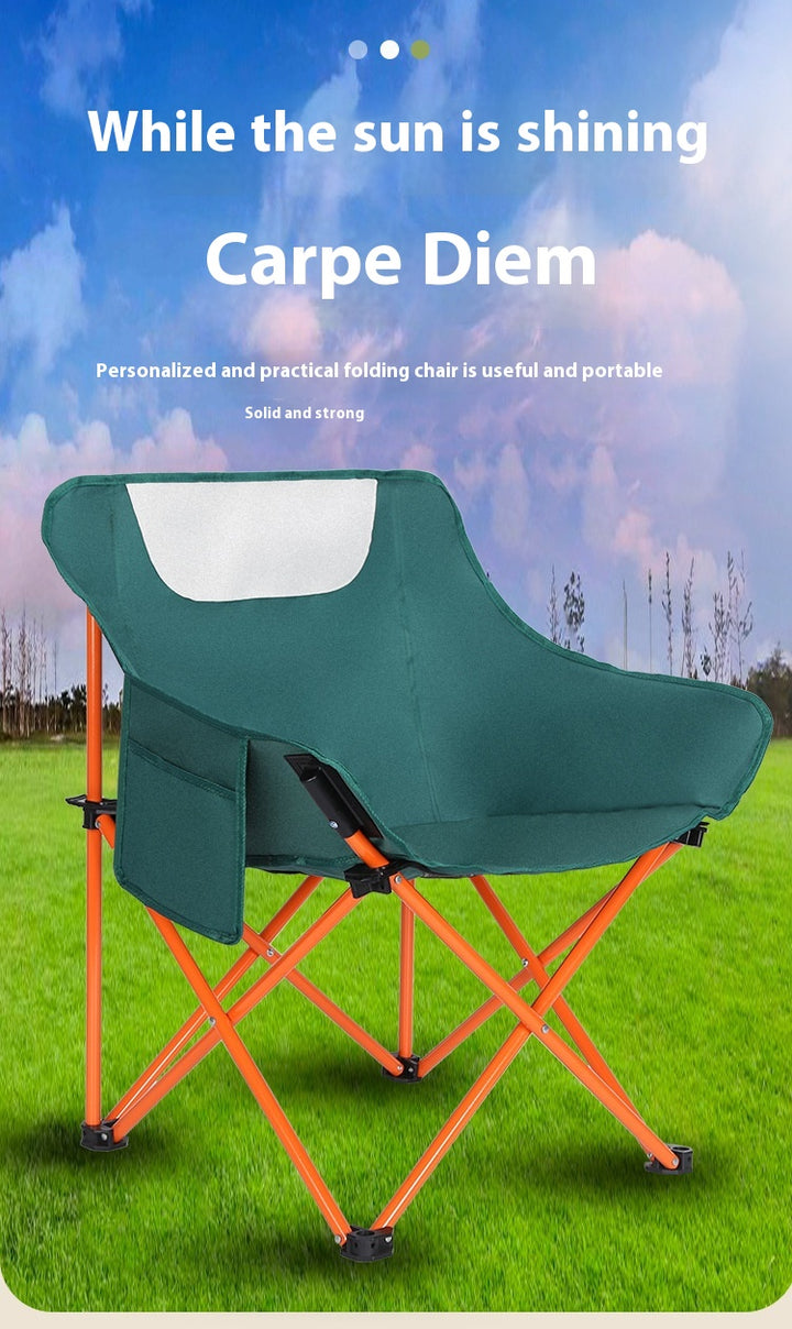 Camping Folding Chair Picnic Fishing Chair Art Sketching Chair Portable Backrest Moon Chair