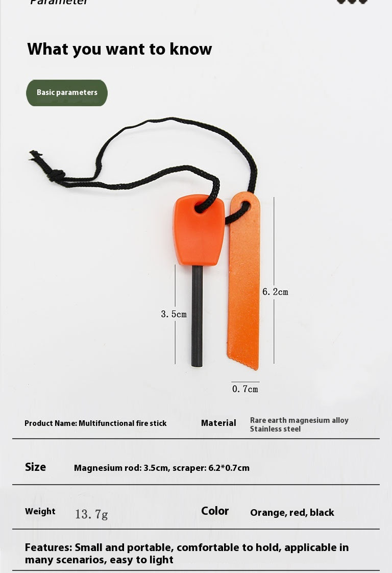 Mini Solid Magnesium Iron Tinder Stick - Waterproof Magnesium Flint Stick for Camping, Survival, Hiking, Outdoor Emergency Gear