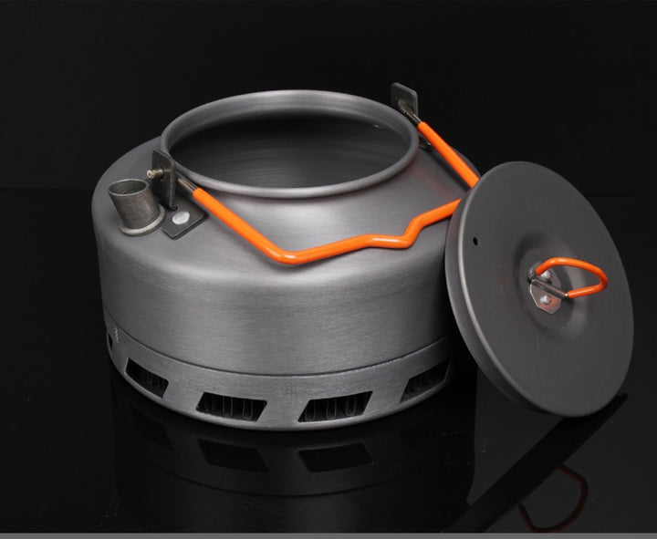 1.1 L Outdoor Camping Kettle with Heat Collecting Ring - Portable Coffee    and Tea Kettle for Hiking, Picnics, Backpacking