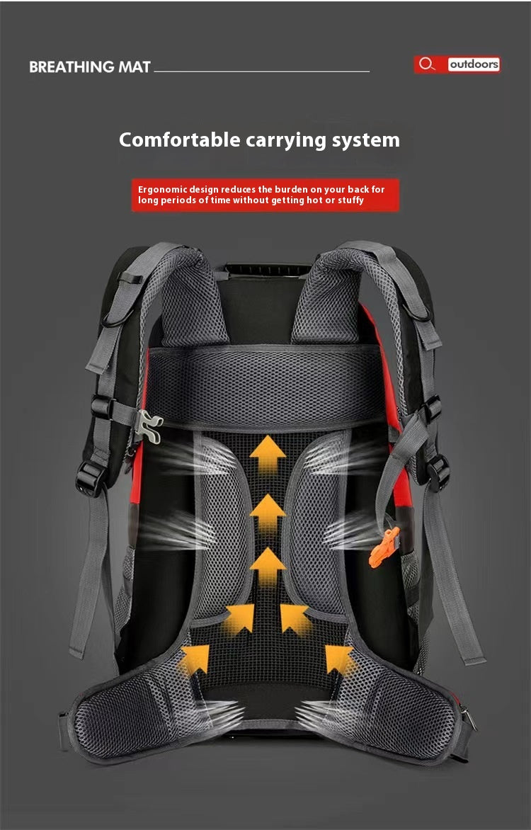 multi-functional hiking backpack for outdoor camping, large capacity travel day pack with waist support, trekking sports backpack form and women