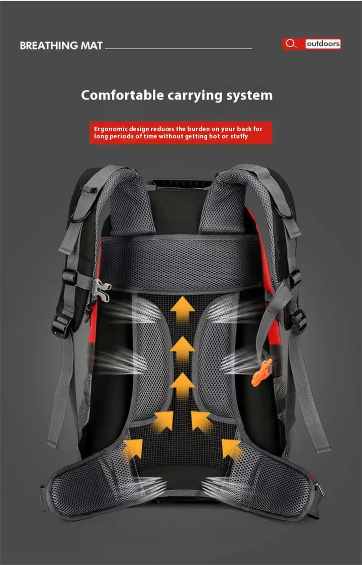 multi-functional hiking backpack for outdoor camping, large capacity travel day pack with waist support, trekking sports backpack form and women