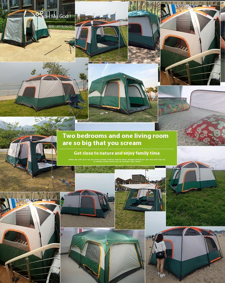 2-bedroom outdoor camping tent set - extra large, portable, fold able tent for multiple people - complete camping and picnic equipment for home, park and travel