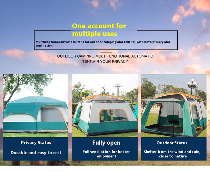 2-bedroom outdoor camping tent set - extra large, portable, fold able tent for multiple people - complete camping and picnic equipment for home, park and travel