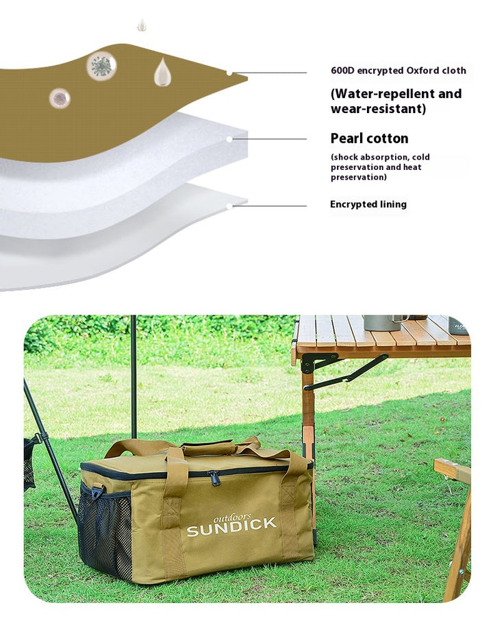 Outdoor camping cookware storage bag - large capacity picnic storage bag, can store pots, gas tanks, tableware - insulated, shockproof, multi-purpose equipment bag