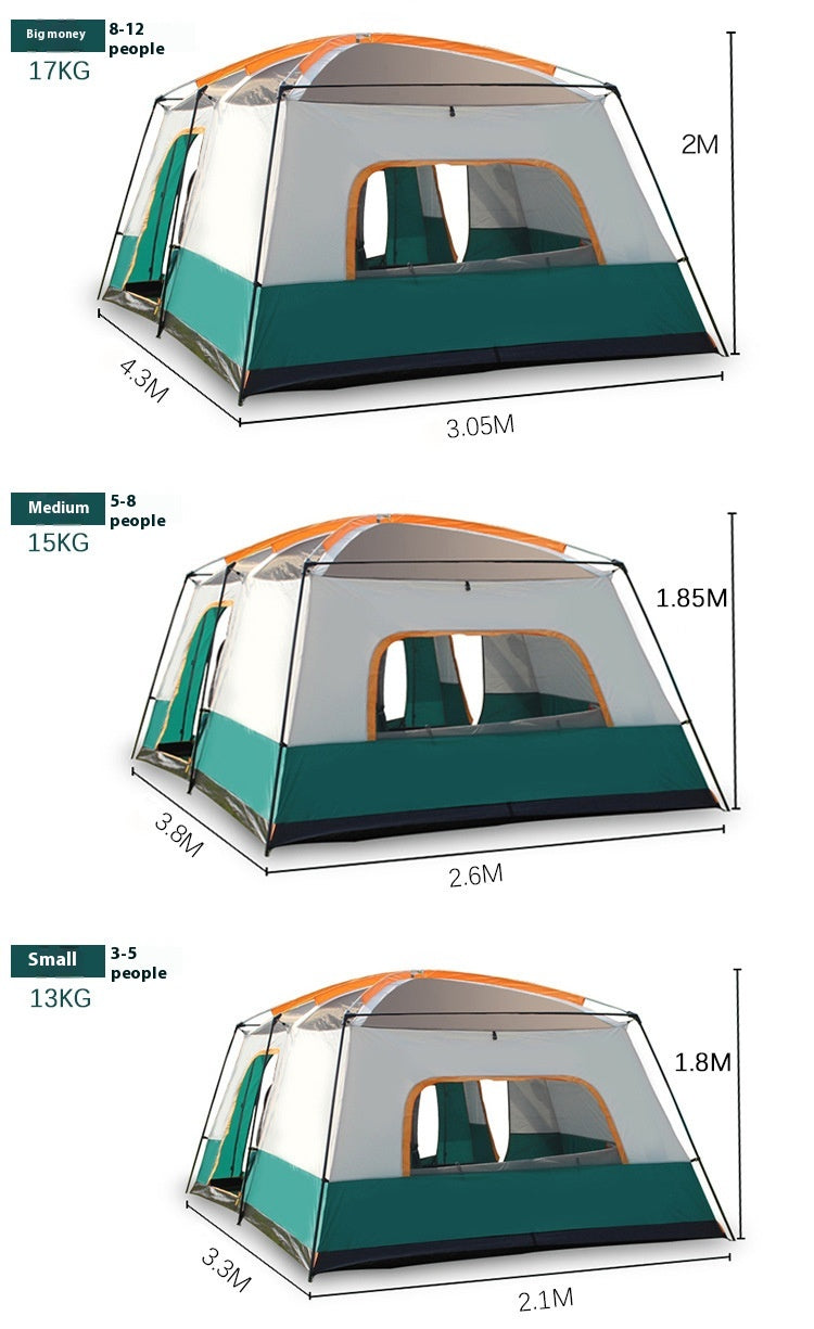 2-bedroom outdoor camping tent set - extra large, portable, fold able tent for multiple people - complete camping and picnic equipment for home, park and travel