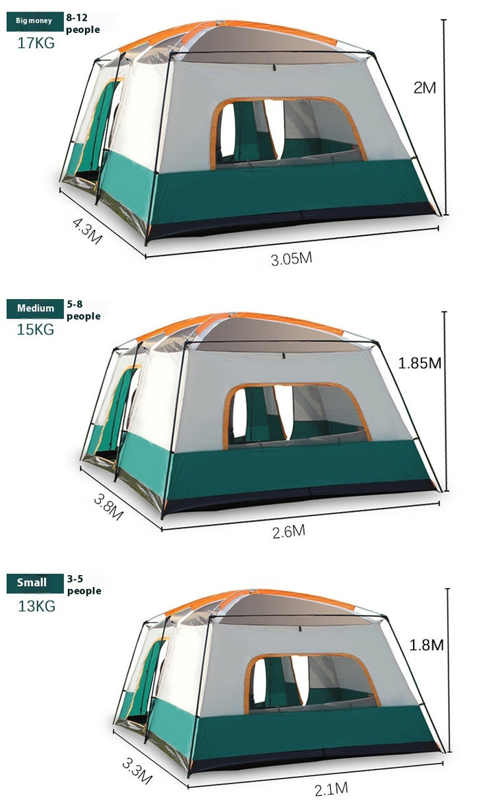 2-bedroom outdoor camping tent set - extra large, portable, fold able tent for multiple people - complete camping and picnic equipment for home, park and travel