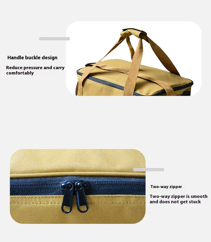 Outdoor camping cookware storage bag - large capacity picnic storage bag, can store pots, gas tanks, tableware - insulated, shockproof, multi-purpose equipment bag
