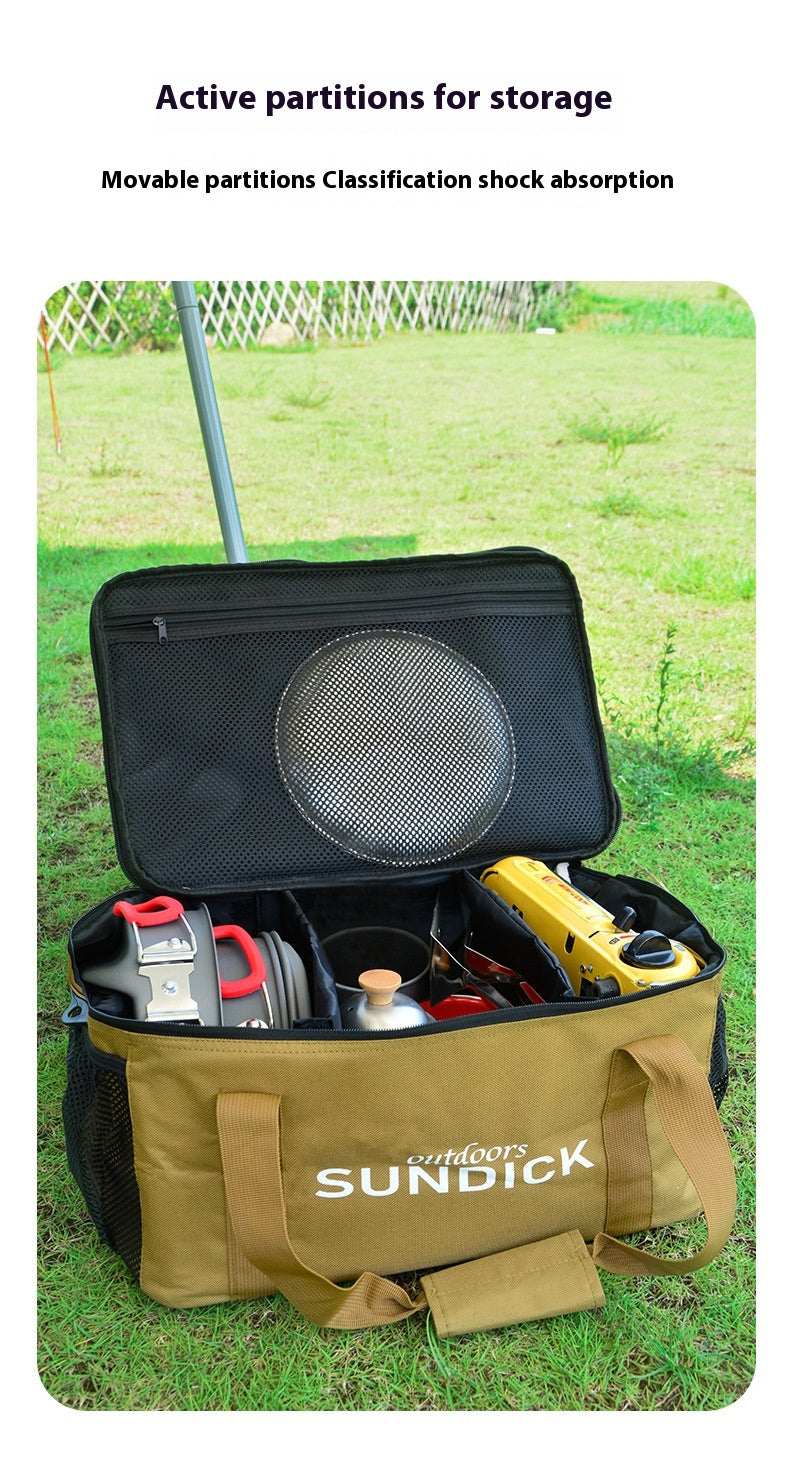 Outdoor camping cookware storage bag - large capacity picnic storage bag, can store pots, gas tanks, tableware - insulated, shockproof, multi-purpose equipment bag