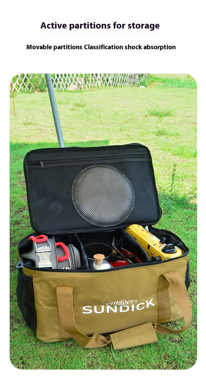 Outdoor camping cookware storage bag - large capacity picnic storage bag, can store pots, gas tanks, tableware - insulated, shockproof, multi-purpose equipment bag