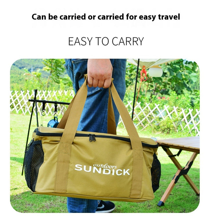 Outdoor camping cookware storage bag - large capacity picnic storage bag, can store pots, gas tanks, tableware - insulated, shockproof, multi-purpose equipment bag